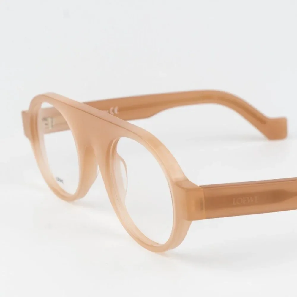 Loewe Women Eyeglasses Shiny Light Pink Demo Round LW50009I 072 BRAND NEW
